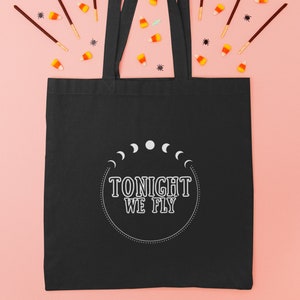 Halloween Tote Bag Leichte, Hexe schwarze Katze Canvas Einkaufstasche für Süßes oder Saures Goodie Geschenktaschen
