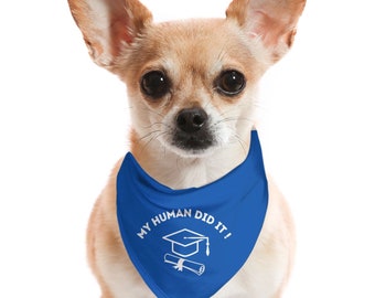 Mi humano lo hizo, bandana azul de graduación para mascotas de razas pequeñas, accesorios para mascotas, azul