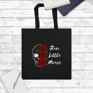 Run Little Mouse Tote Bag Cat and Mouse, Spicy Book tote bag, Dark Romance Merch, Smutty tote, Book Lover Gift, Lightweight Tote Bag Black,