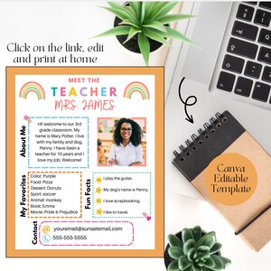 Meet the Teacher flyer, Canva Template editable and personalized, Back to school classroom decor, 8x10