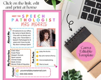 Flyer logopedist, bewerkbare canva-sjabloon (digitale pdf)