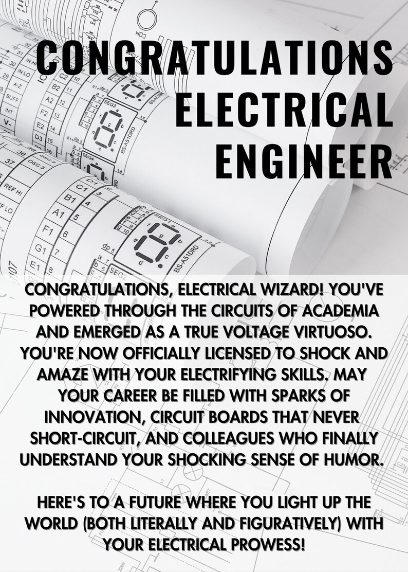 Electrical Engineer Graduation Card Congratulations Gift 5x7 Etsy