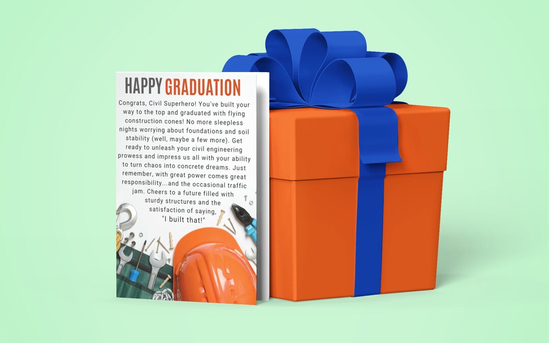 Civil Engineer Graduation Card Congratulations Gift 5 X7 Etsy