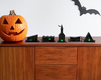 Mod Putz Houses Halloween DIY Kit: Mid Century Modern Village (Set of 5)