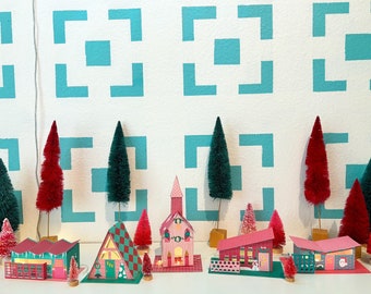 Mid-Century Modern Putz Houses Kit: DIY Christmas Village