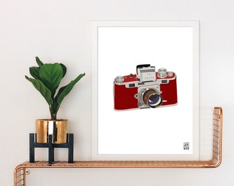 Red Vintage Camera Art Print | Retro Camera | Vintage Camera | Camera Art | Thrift Store Find | Antique Camera | Photographer