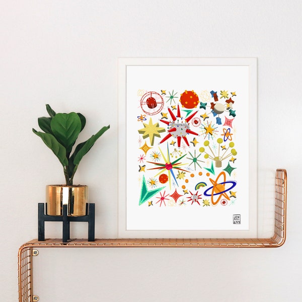 Sputnik Starburst Art Print: Mid-Century Modern Atomic Design