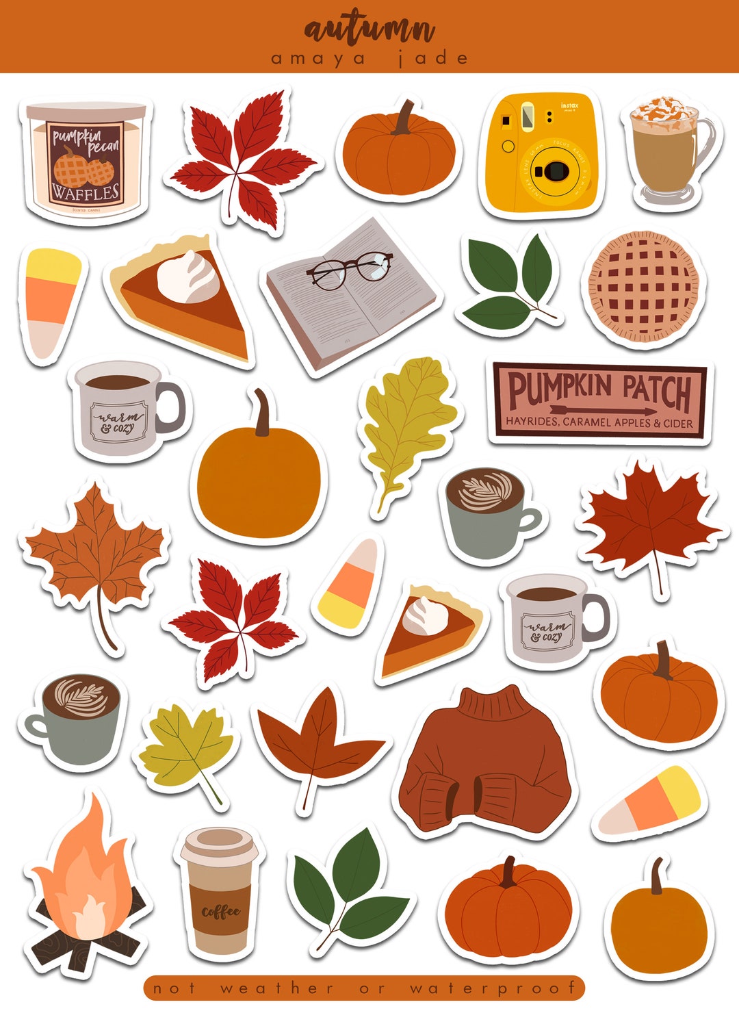 Fall Sticker Sheet Journal Stickers Planner Stickers - Etsy