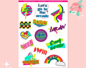 80's Throwback Sticker Set: Nostalgic Party Decor
