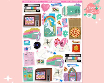 80s Sleepover Stickers: Nostalgic Pop Culture Designs