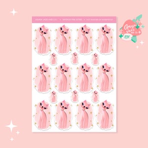 Vintage Pink Kitty Stickers: Kitschy Cat Set