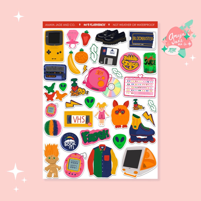 90s Nostalgia Sticker Set: Pop Culture Flashback - Etsy