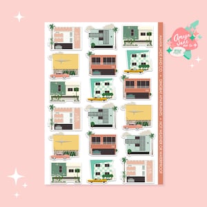 Dingbat Apartments Stickers: Mid-Century Modern LA Architecture, Retro Gift