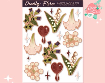 Poisonous Flower Stickers: Deadly Flora Journal Scrapbook Stickers