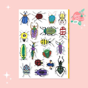 Beetles Sticker Set: Colorful Bug Stickers, Scrapbook Stickers