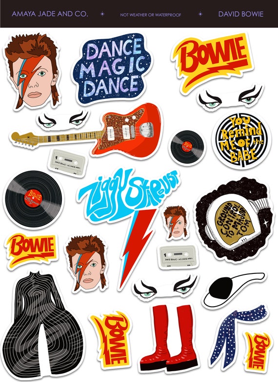 David Bowie Fan Art Stickers, 80s Rocker, Flashback, Vintage Music,  Musician, Ziggy Stardust, Labyrinth, Dance Magic Dance, Pop Culture