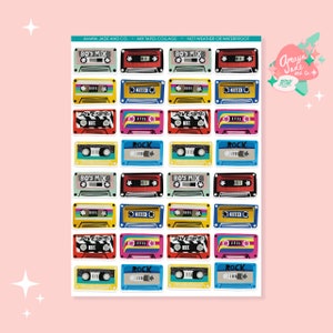 80s Mix Tape Sticker Set: Nostalgic Music Collage
