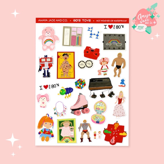 80s Toys Sticker Set: Nostalgic Pop Culture Art