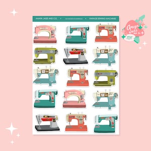 Sewing Machines Stickers, Sewing Stickers, Birthday Gift for Mom, Scrapbook Gift, Nostalgic Stickers, Sewist Gift, Planner Stickers, MCM