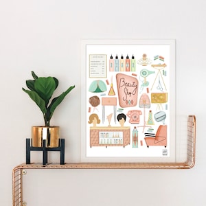 Vintage Beauty Shop Art Print: Mid-Century Modern Salon Decor