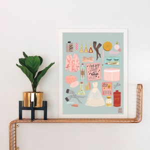 Vintage Glamour Art Print: Mid-Century Modern Vanity Decor