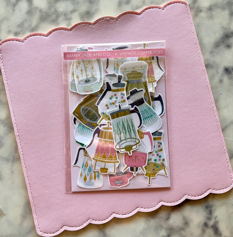 Collection Pot Stickers Vintage Coffee Pots Holographic Sticker Pack: Atomic Style - Etsy