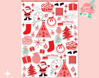 Santa Claus Stickers: Christmas Scrapbook Planner Stickers