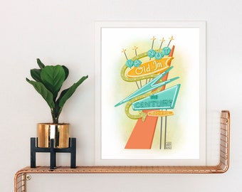 Mid Century Modern Motel Sign Art Print: Las Vegas, Palm Springs Style