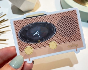 Vintage Pink Radio Vinyl Sticker: Waterproof Laptop Decal