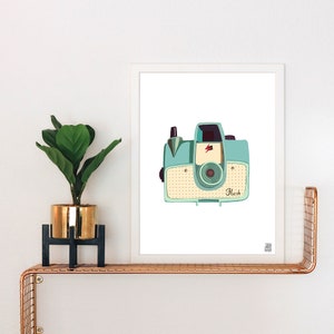 Turquoise Vintage Camera Art Print | Retro Camera | Vintage Camera | Camera Art | Thrift Store Find | Antique Camera | Photographer