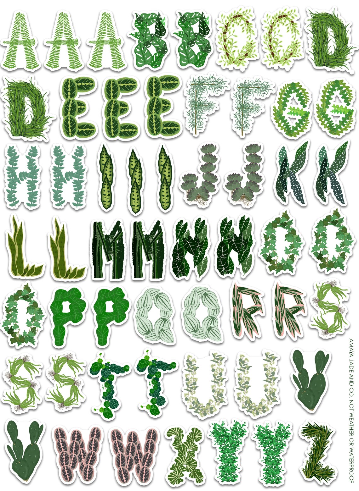 Plants Alphabet Sticker Set Labels Stationary | Etsy