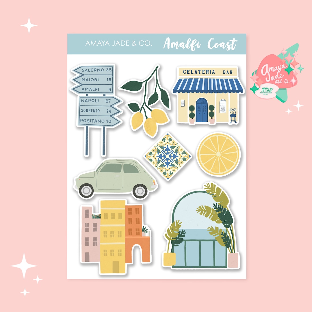 Italian Riviera Sticker Amalfi Coast Travel Stickers: Italian Vacation Scrapbook Planner ...