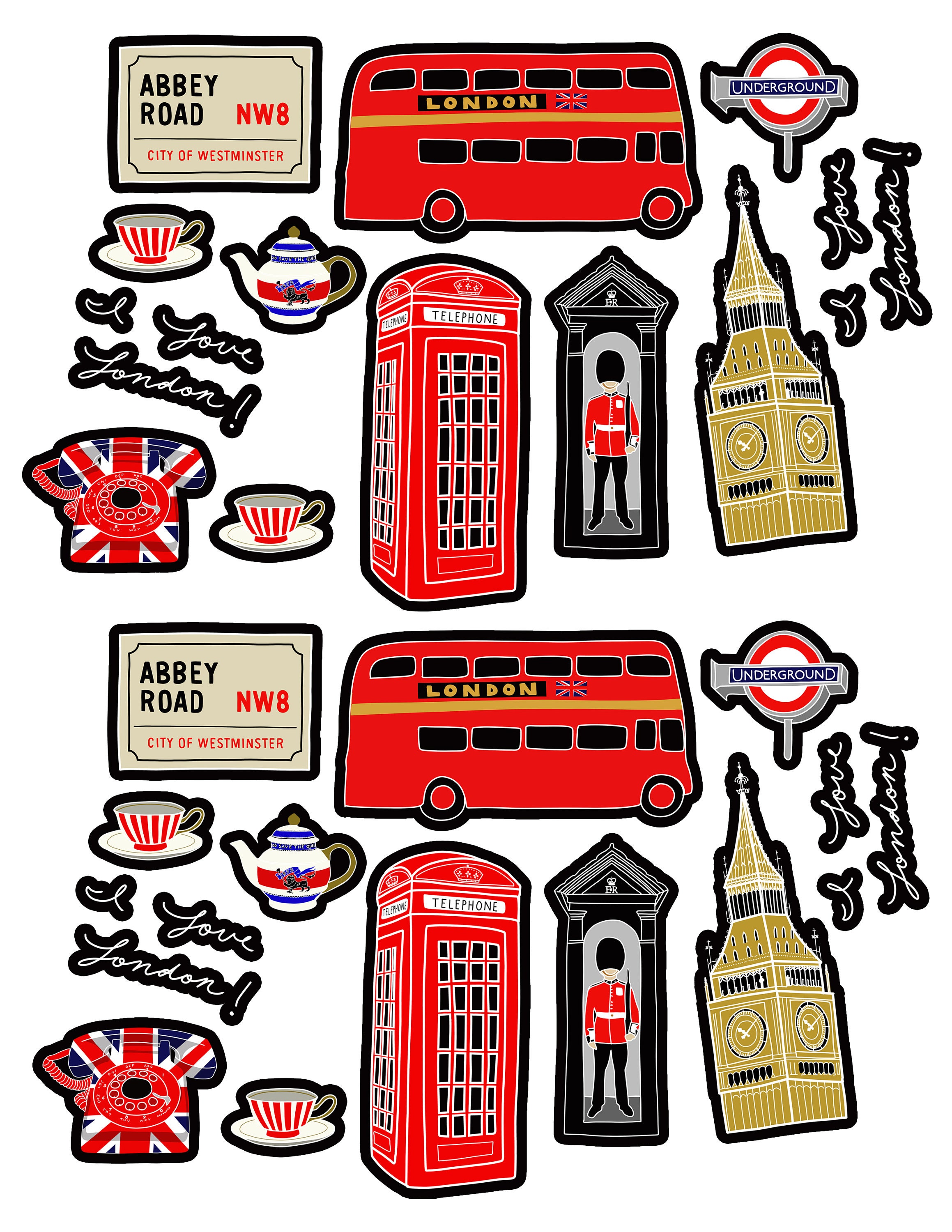 Londres pegatinas bus rojo London stickers pegatinas viajes