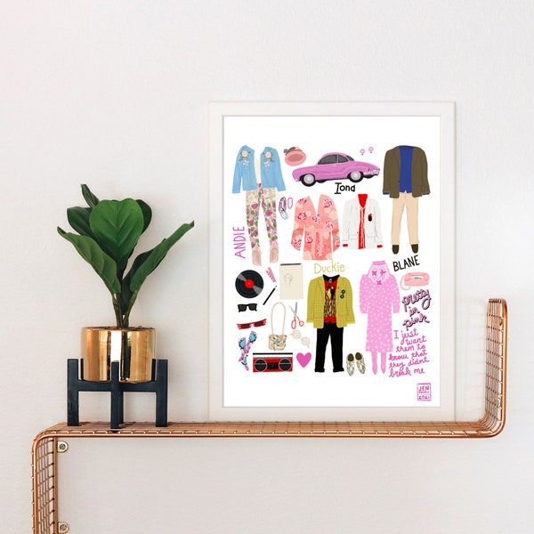 Pretty in Pink Art Print | Retro | Eighties | 80's Jewelry | 80's Style | 80's Pop Culture | 80's Nostalgia | 80's Movie | 80's Fashion