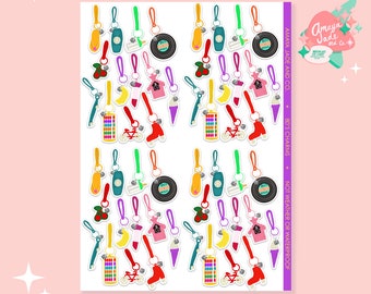 80s Charms Sticker Set: Retro Pop Culture Scrapbook Stickers