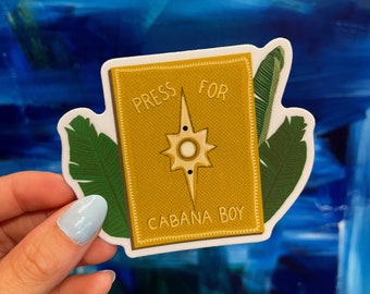 Press for Cabana Boy Vinyl Sticker | Vinyl Sticker | Mod Sticker | Tropical Sticker | Waterproof | Palm Springs Style | Vacation Vibes