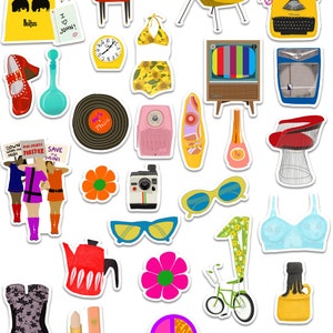 Nostalgic Sticker Bundle Pack, Retro Sticker Pack, 50's Stickers, 60's ...