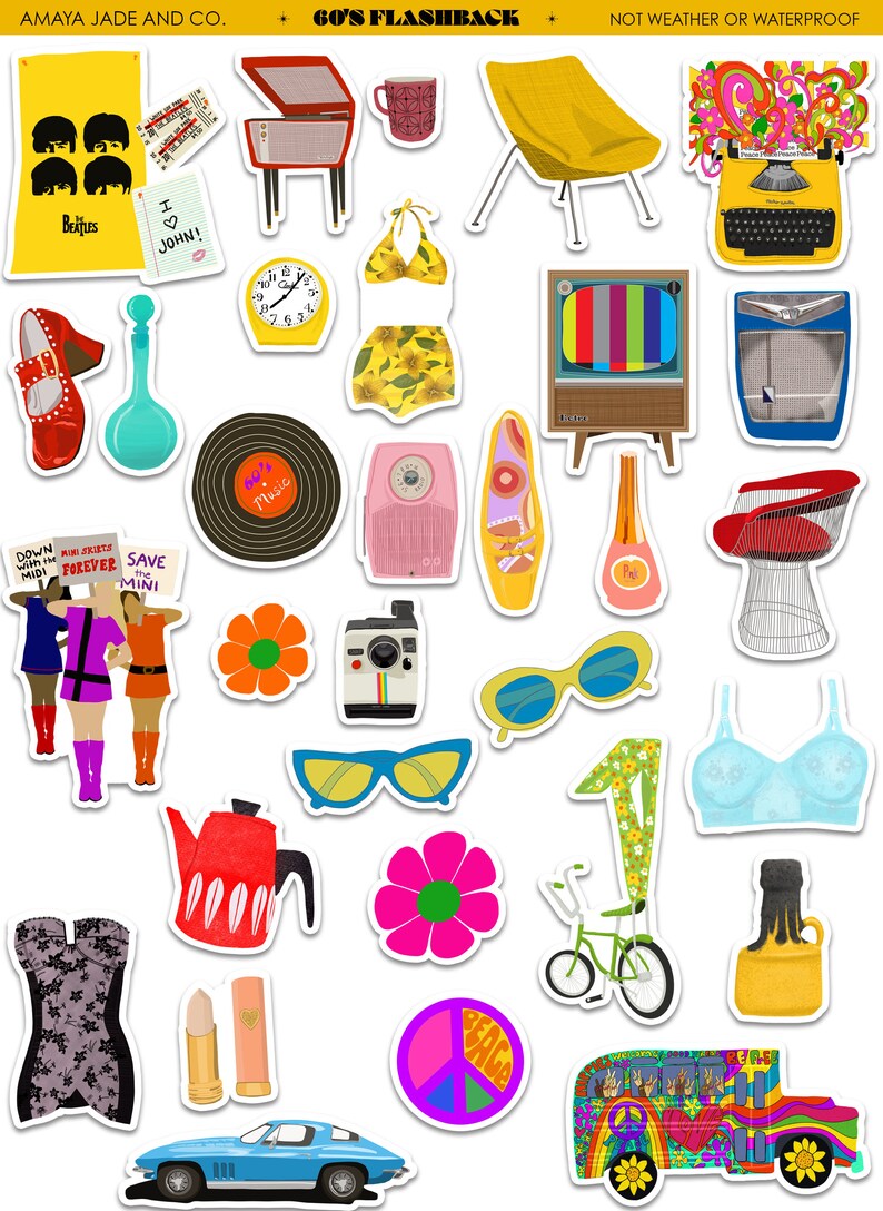 Retro Nostalgic Sticker Bundle: 50s 60s 70s Flashback immagine 3