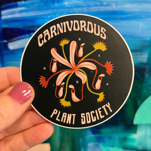 Carnivorous Plant Society Vinyl Sticker, Water Bottle Sticker, Waterproof Sticker, Laptop Sticker, Venus Flytrap, Gift for Her, Plant Lover