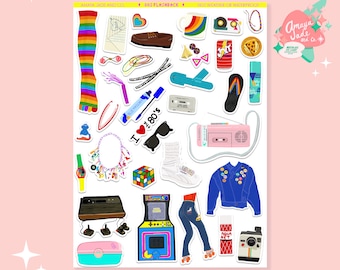 80's Flashback Sticker Set: Pop Culture Scrapbook Decals