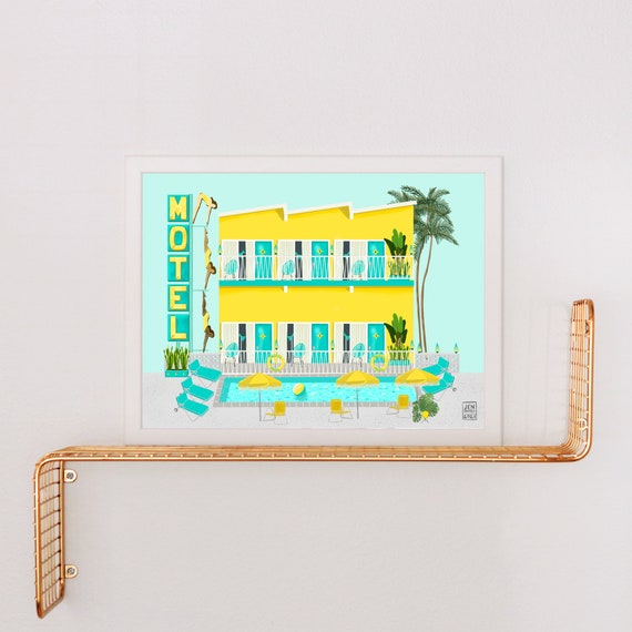 Vintage Motel Art Print: Palm Springs Poolside, Mid-Century Modern