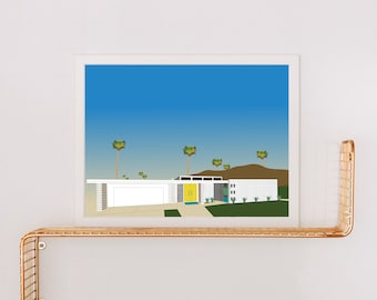 Mid Century Modern House Print: Retro 50s Architecture Wall Art