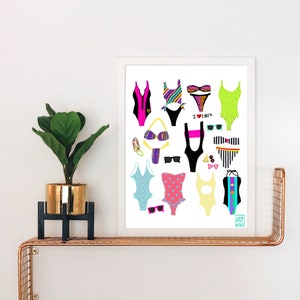 80s Bathing Suits Art Print: Retro Pop Culture Wall Art