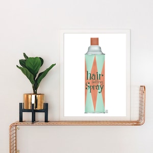 Vintage Hairspray Art Print: Mid-Century Modern Salon Decor