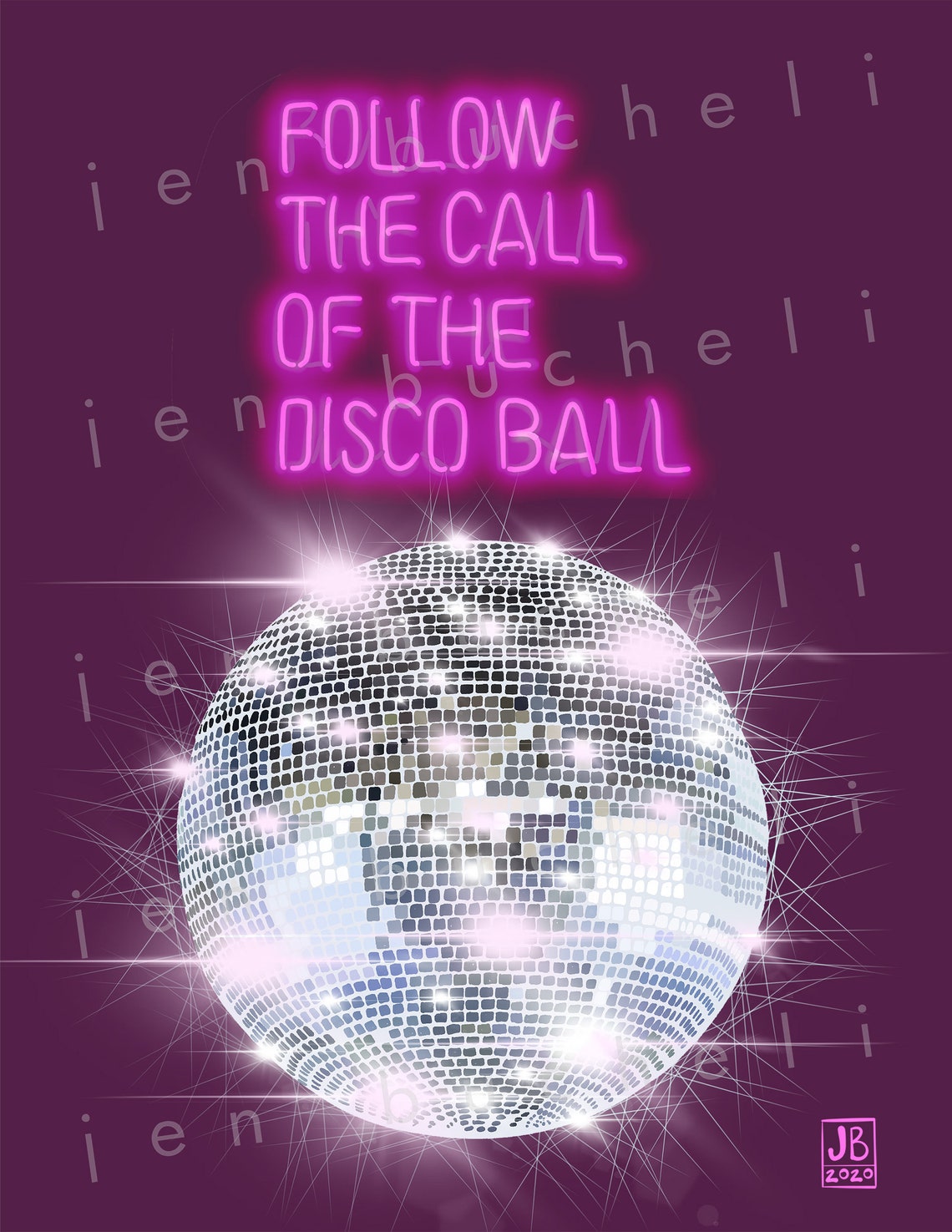 Follow the Call of the Disco Ball Art Print Disco Groovy Etsy