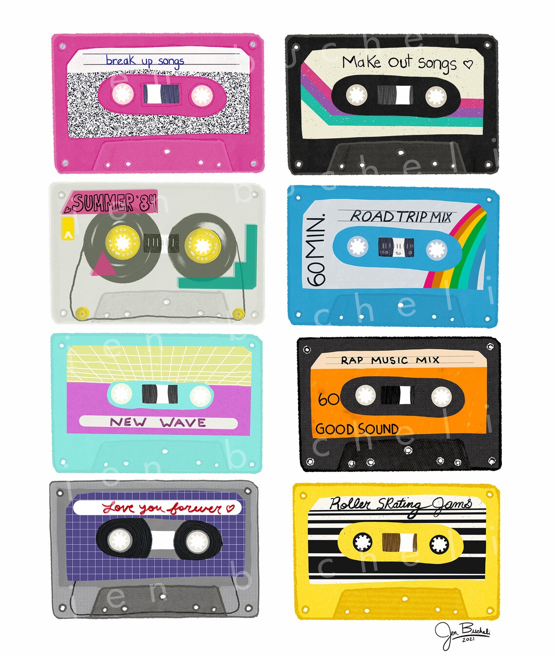 Mix Tapes Art Print Mix Tapes Art Cassette Tapes Music Etsy