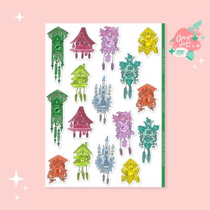 Cuckoo Clock Stickers: Nostalgic Scrapbook Art (Set of 15)