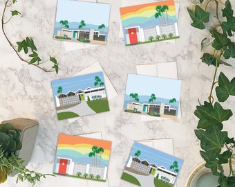 Mid Century Modern House Cards: Palm Springs Style, Set of 6