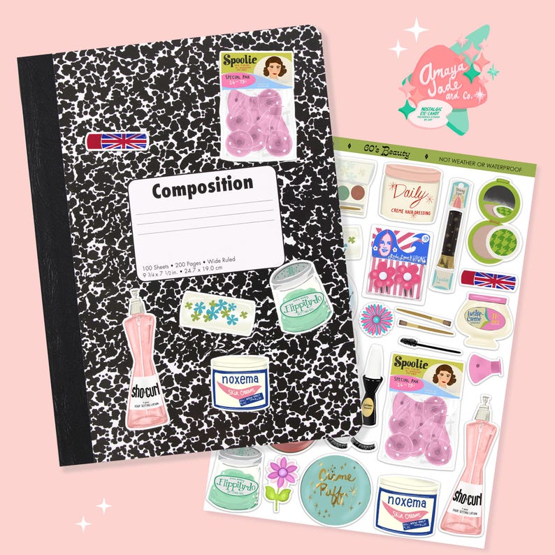 60's Beauty Stickers: Retro Makeup Scrapbook Decals bild 2