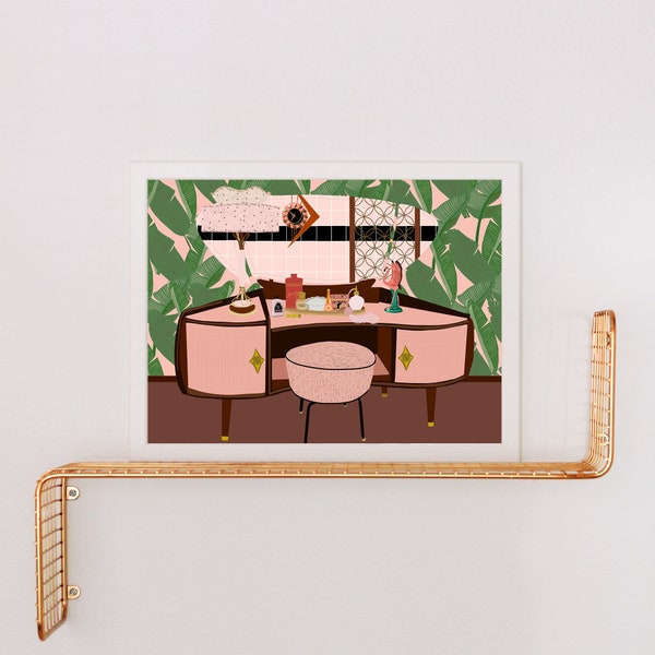 Mid Century Modern Vanity Art Print: Palm Springs Style